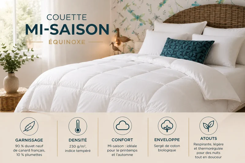 Couette mi-saison ÉQUINOXE 230 g/m² – duvet de canard français