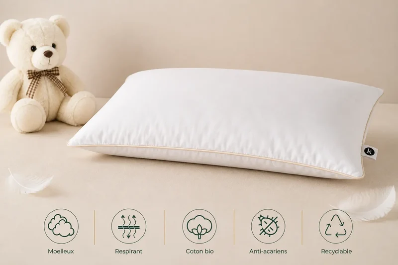 Oreiller enfant duvet NUAGE 40x60 – 90 % duvet, moelleux