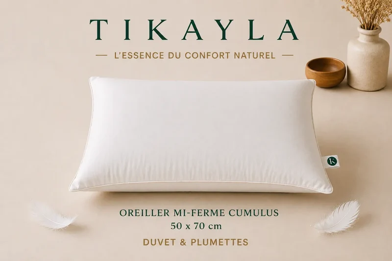 Oreiller mi-ferme CUMULUS – 30 % duvet, 70 % plumettes