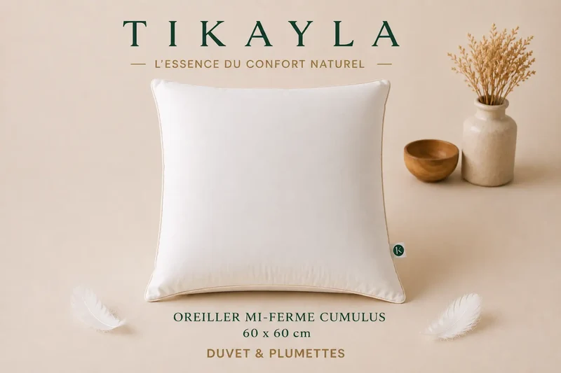 Oreiller mi-ferme CUMULUS – 30 % duvet, 70 % plumettes