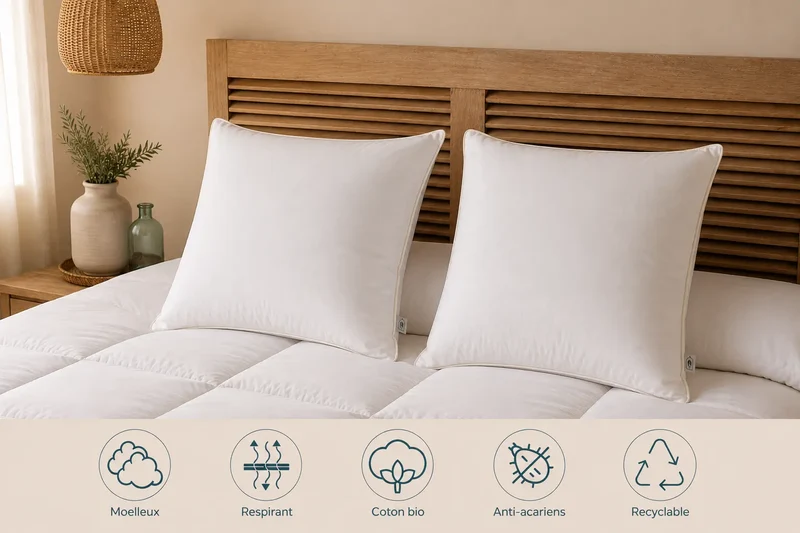 Oreiller moelleux CIRRUS – 90 % duvet de canard français