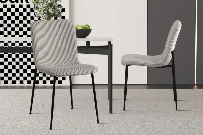 Chaise de Salle à Manger ALICYA Velours Côtelé ou Bouclé - 42 x 57 cm