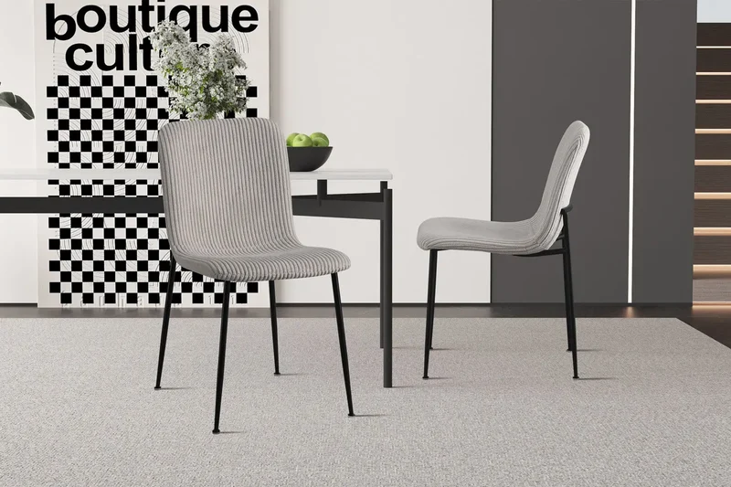 Chaise de Salle à Manger ALICYA Velours Côtelé ou Bouclé - 42 x 57 cm