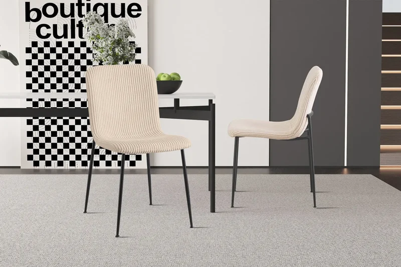 Chaise de Salle à Manger ALICYA Velours Côtelé ou Bouclé - 42 x 57 cm