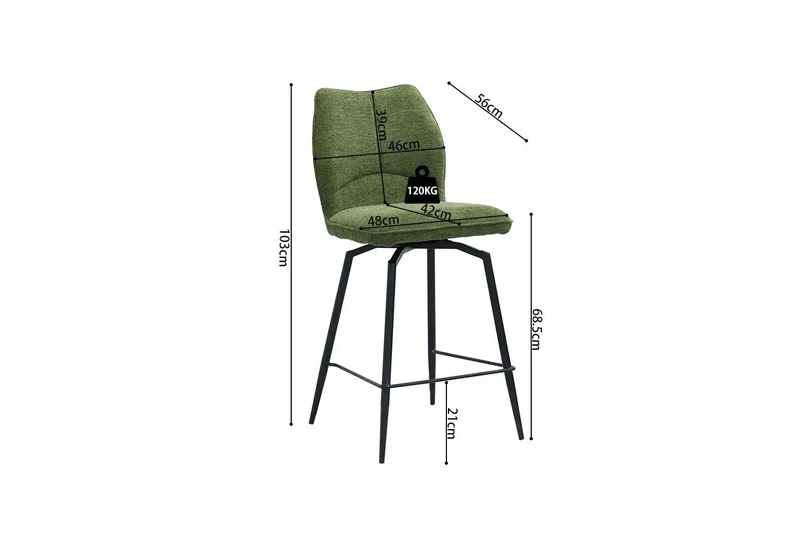 Chaises de Bar LYARA en Tissu - 48 x 56 cm