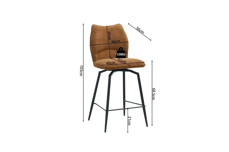 Chaises de Bar LYARA en Tissu - 48 x 56 cm