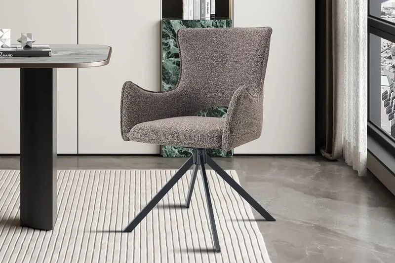 Chaises Pivotantes de Salle à Manger avec Accoudoirs BILY en Tissu - 57,5 x 60 cm