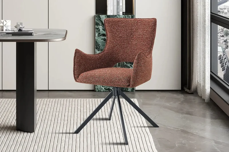 Chaises Pivotantes de Salle à Manger avec Accoudoirs BILY en Tissu - 57,5 x 60 cm
