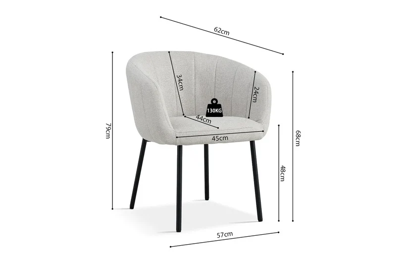 Chaises de Salle à Manger SAVINA avec Accoudoirs - 57 x 62 cm