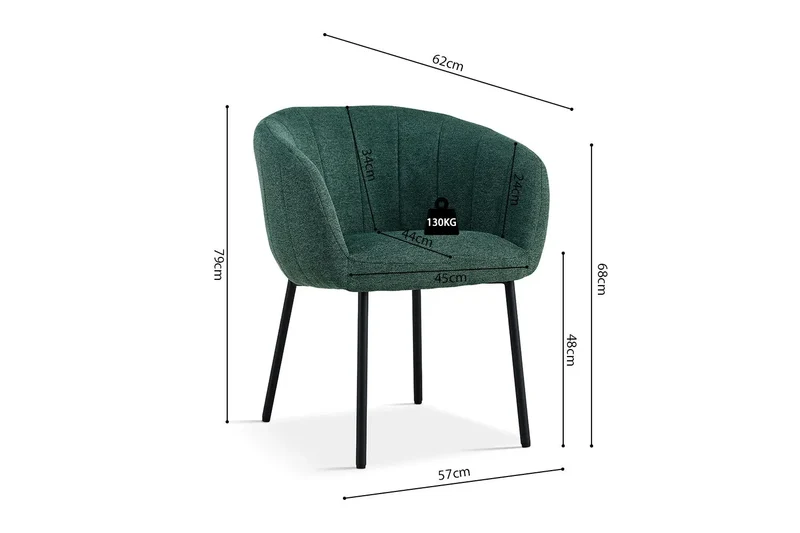Chaises de Salle à Manger SAVINA avec Accoudoirs - 57 x 62 cm