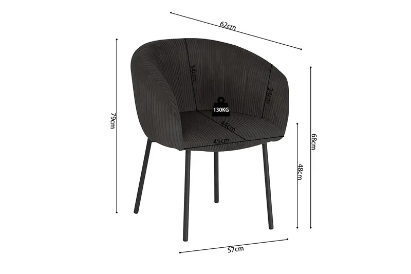 Chaises de Salle à Manger SAVINA avec Accoudoirs - 57 x 62 cm