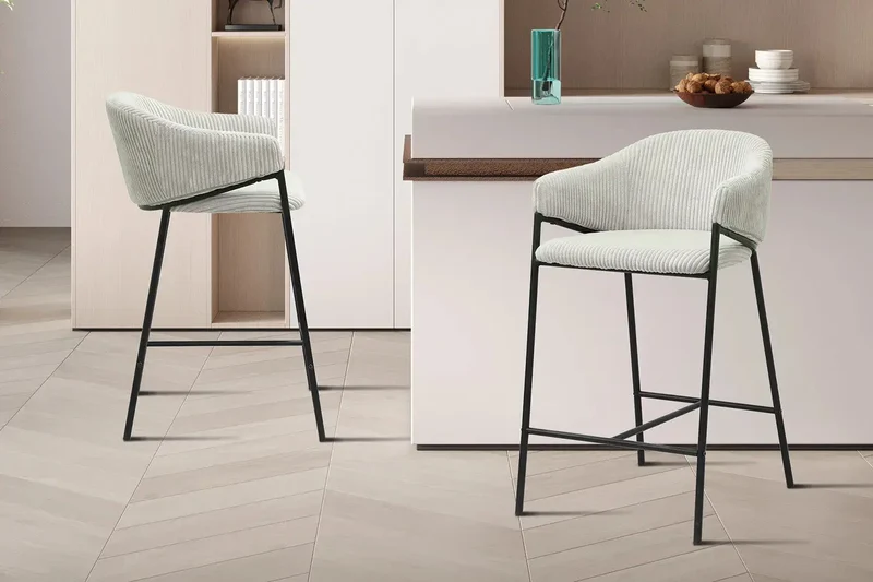 Chaises de Bar HINAYA en Velours Côtelé - 54 x 59 cm