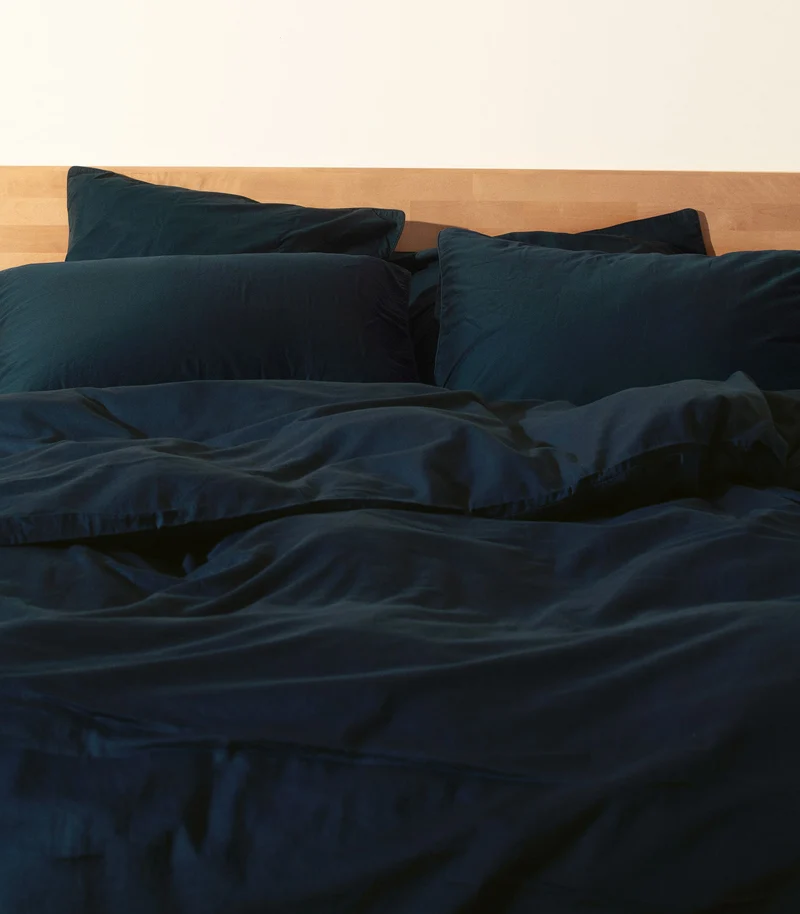Taies d'oreiller en satin de coton - Bleu Tediber