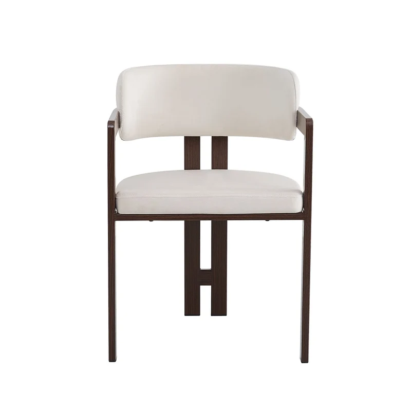 Chaise Mellow Pied Noyer Velours Beige