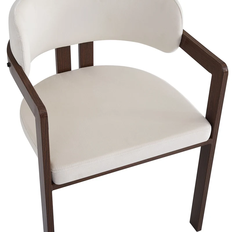 Chaise Mellow Pied Noyer Velours Beige