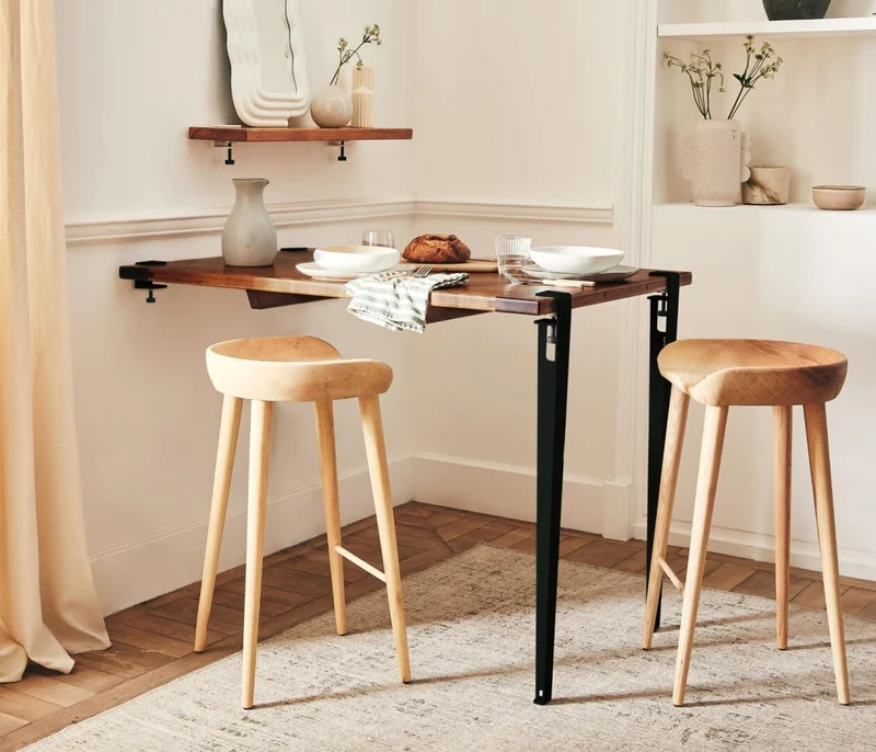 Table haute en bois massif ÉOS - Kipli x TIPTOE 80x80cm