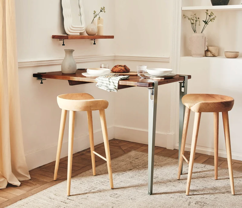 Table haute en bois massif ÉOS - Kipli x TIPTOE 80x80cm