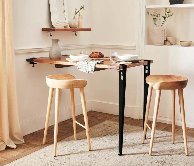 Table haute en bois massif ÉOS - Kipli x TIPTOE 80x80cm