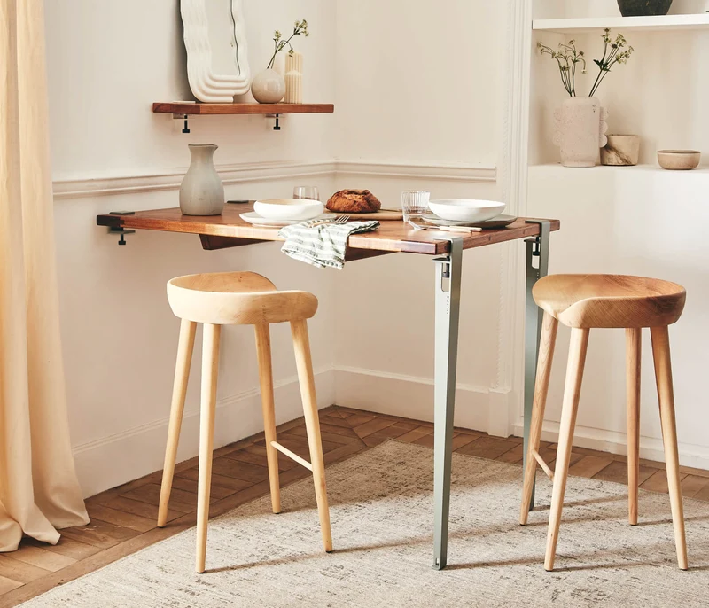 Table haute en bois massif ÉOS - Kipli x TIPTOE 80x80cm