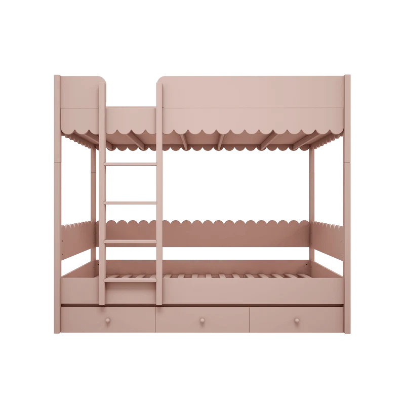 Lit superposé en bois avec tiroirs - Rose • Babushka