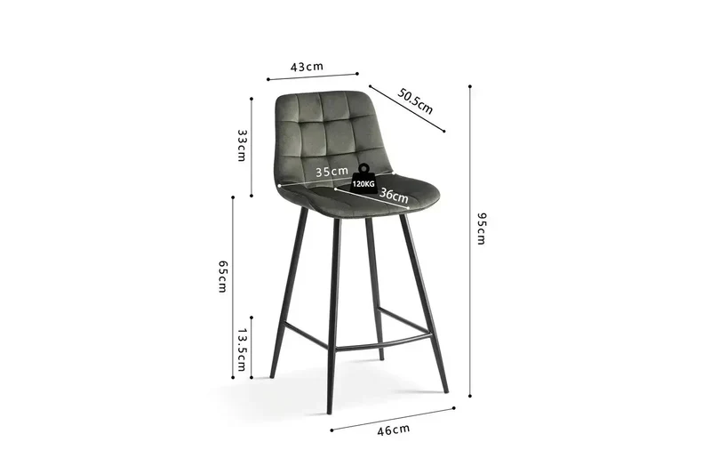 Chaises de Bar JULIA Velours - 46 x 36 cm