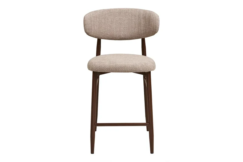 Chaise de Bar LEVANTO Tissu Sable Pieds Effet Bois - 52 x 55 cm