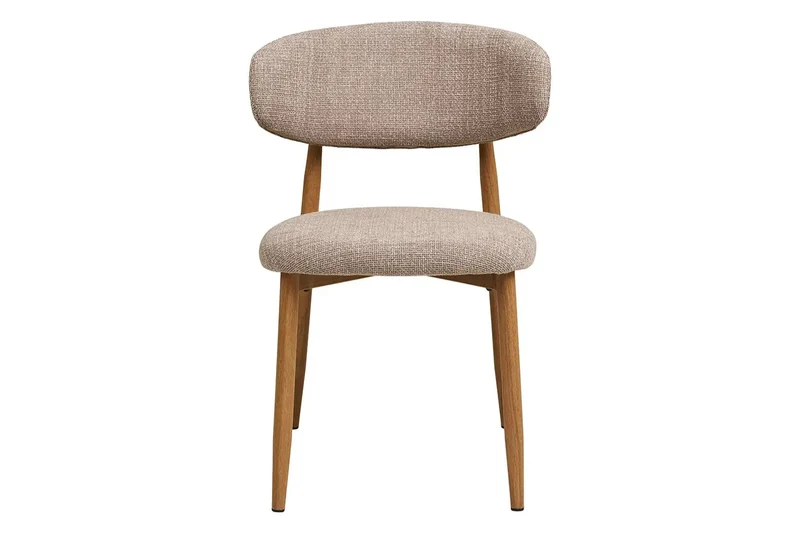 Chaise de Salle à Manger LEVANTO Effet Bois et Tissu Écru - 46 x 44 cm