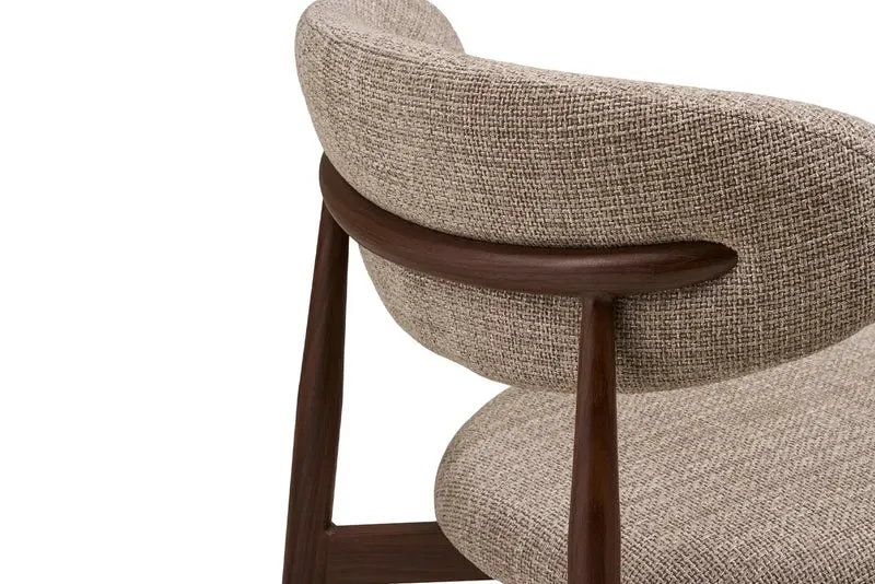 Chaise de Salle à Manger LEVANTO Effet Bois et Tissu Écru - 46 x 44 cm