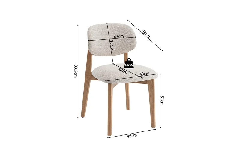 Chaise de Salle à Manger KAYA en Bois - 48 x 59 cm