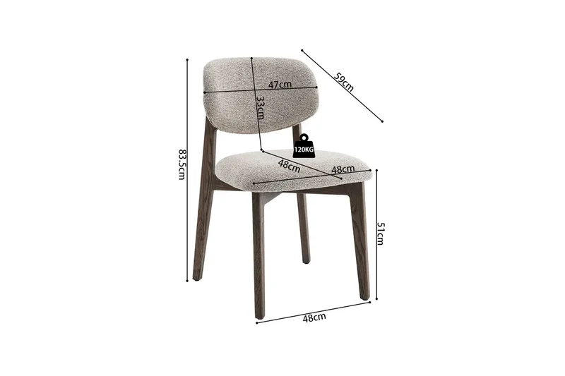 Chaise de Salle à Manger KAYA en Bois - 48 x 59 cm