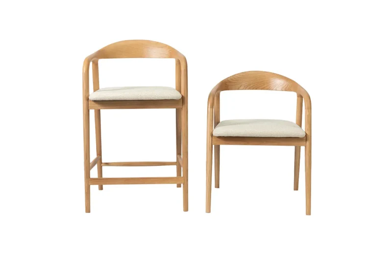 Chaise de Bar CLARA en Bois de Frêne - 55.5 x 57.5 cm