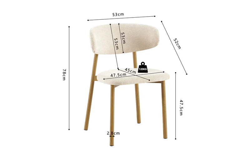 Chaise de Salle à Manger COYA - 53 x 52 cm