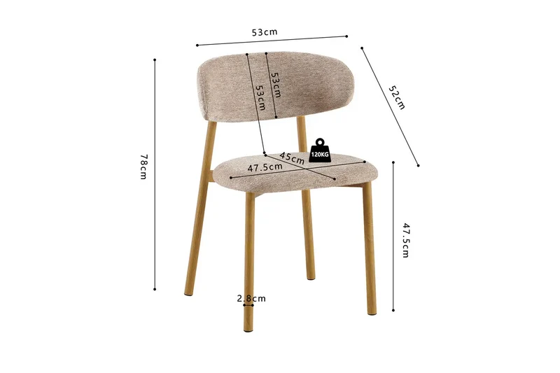 Chaise de Salle à Manger COYA - 53 x 52 cm