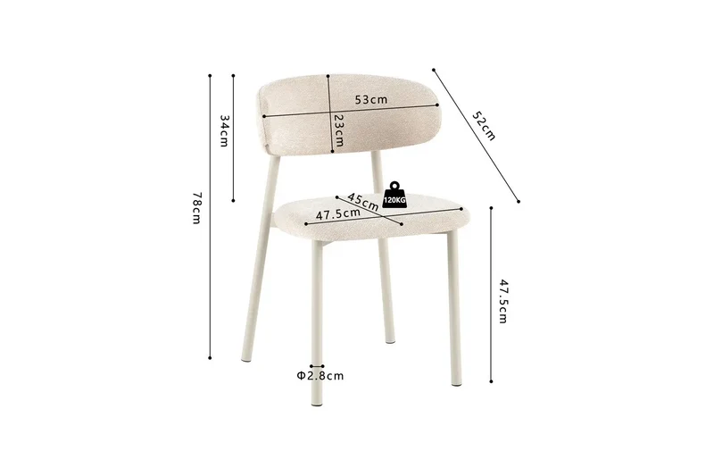 Chaise de Salle à Manger COYA - 53 x 52 cm