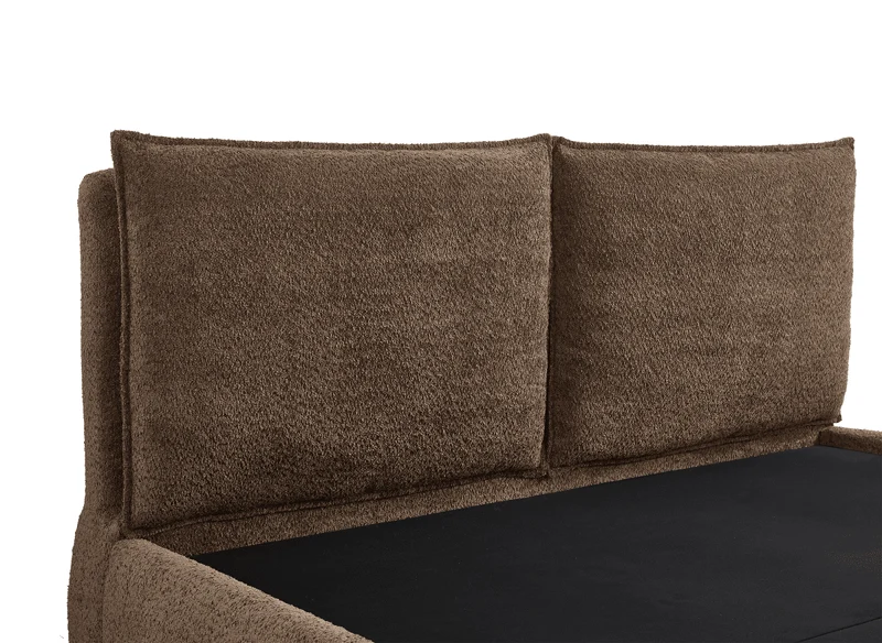 Lit coffre en tissu bouclette marron 140x190 cm MELY