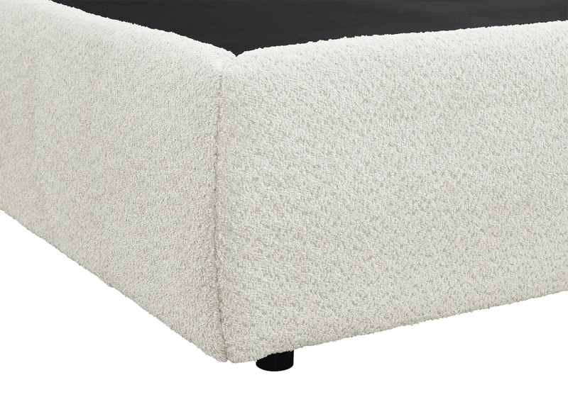 Lit coffre en tissu bouclette beige 140x190 cm MELY