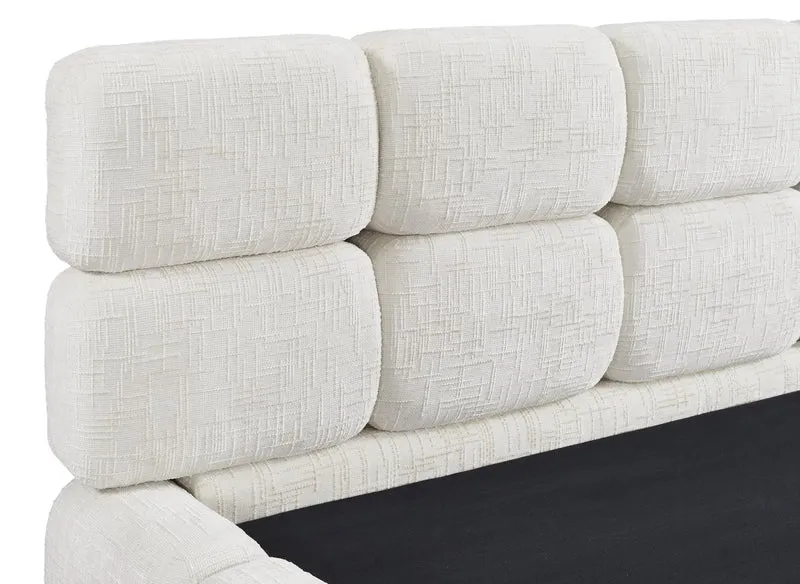 Lit coffre en velours chiné beige 160x200 cm BUBBLE