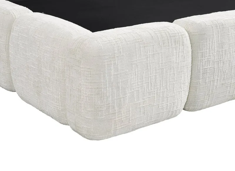 Lit coffre en velours chiné beige 160x200 cm BUBBLE