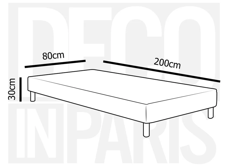 Sommier tapissier 80 x 200 cm + 4 pieds