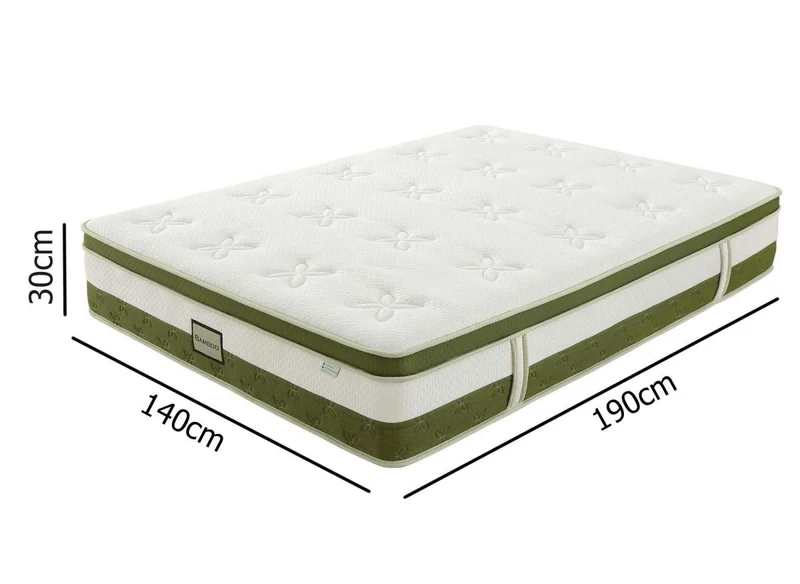 Matelas hybride BAMBOO 140 x 190 cm ressorts ensachés et mémoire de forme épaisseur 30 cm