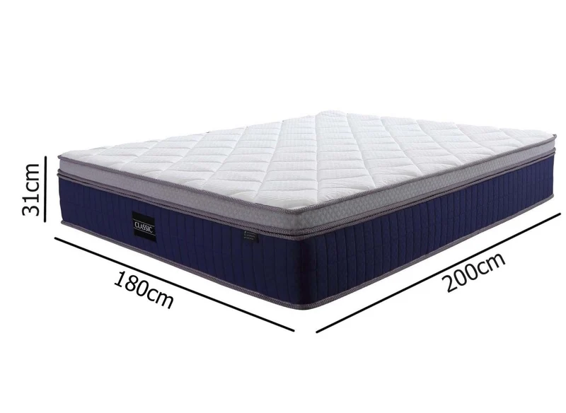 Matelas hybride CLASSIC 180 x 200 cm ressorts ensachés et mémoire de forme épaisseur 31 cm