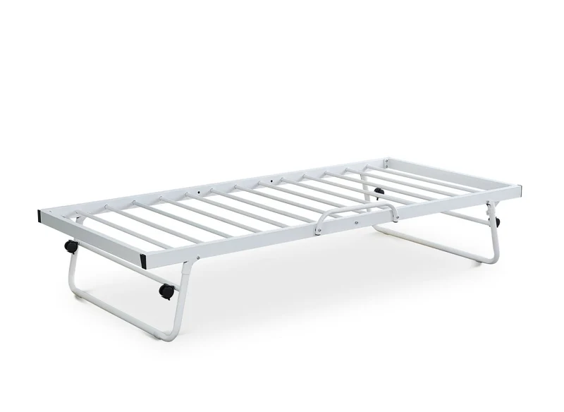 Lit banquette gigogne en métal blanc ALICIA 90 x 190 cm