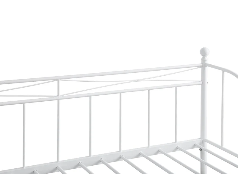 Lit banquette gigogne en métal blanc ALICIA 90 x 190 cm