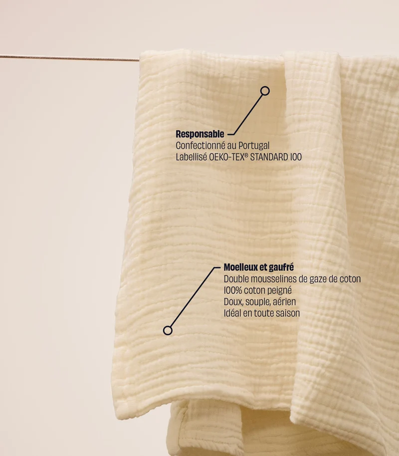 Taies d'oreiller en gaze de coton - Blanc vanille