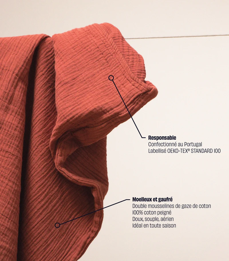 Taies d'oreiller en gaze de coton - Orange corail