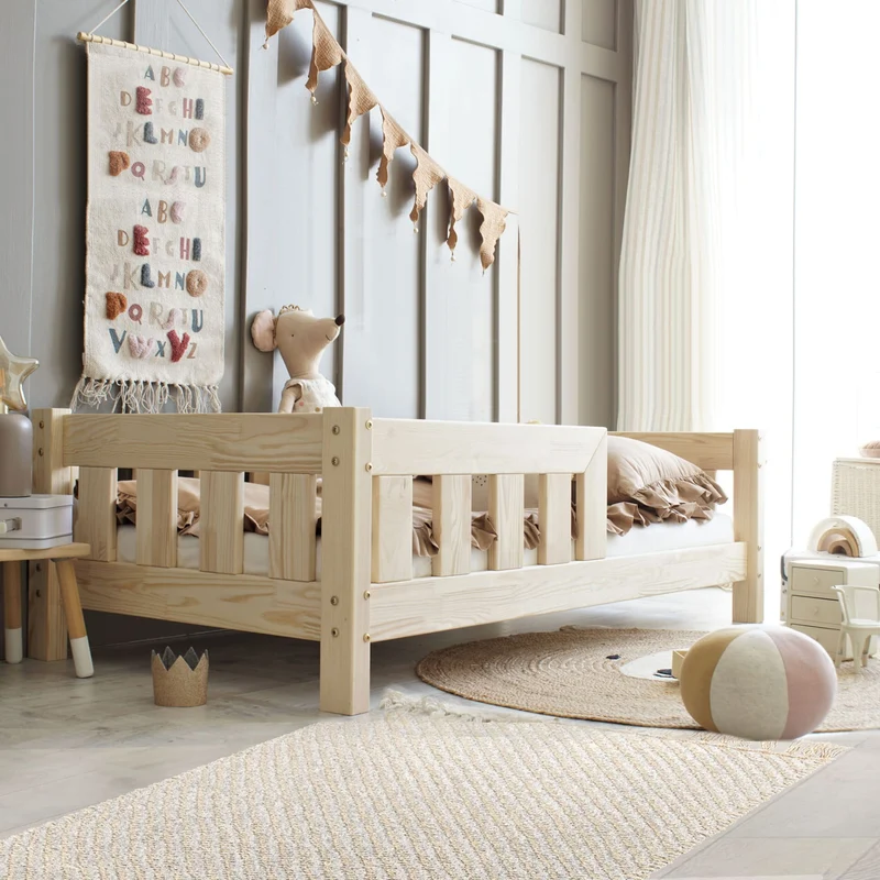 Lit simple en bois avec barrière • Aya