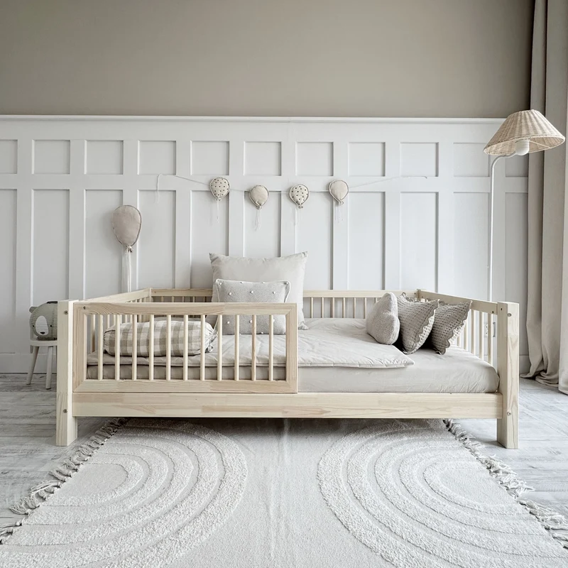 Lit simple en bois avec barrières • Milas