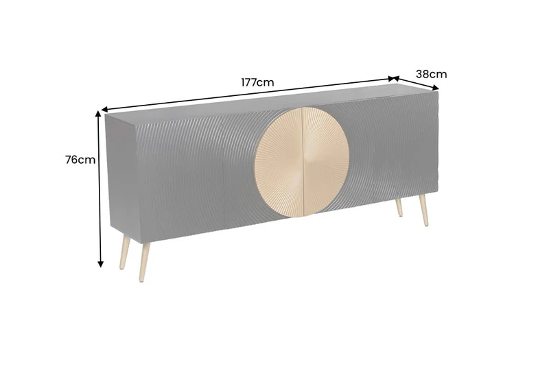 Buffet massif AURUM 180cm en manguier noir avec élément doré emblématique
