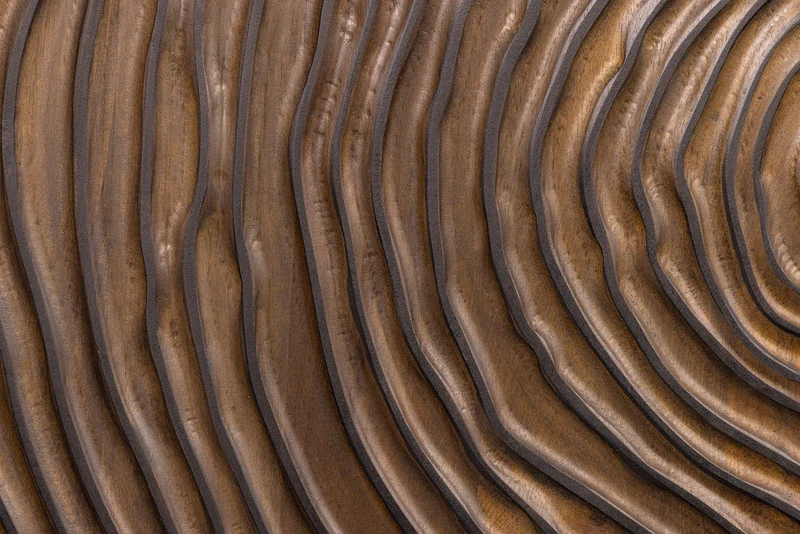 Buffet massif ZEN CIRCLES 160cm bois de manguier marron foncé design 3D