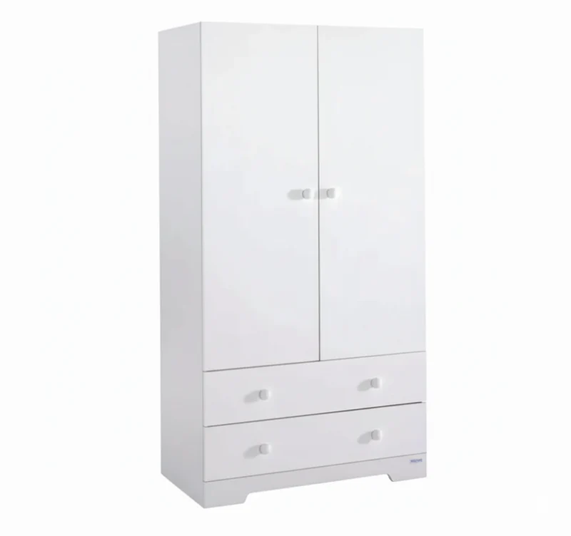 Armoire avec penderie, grande étagère et 2 tiroirs - Blanc • Ocean